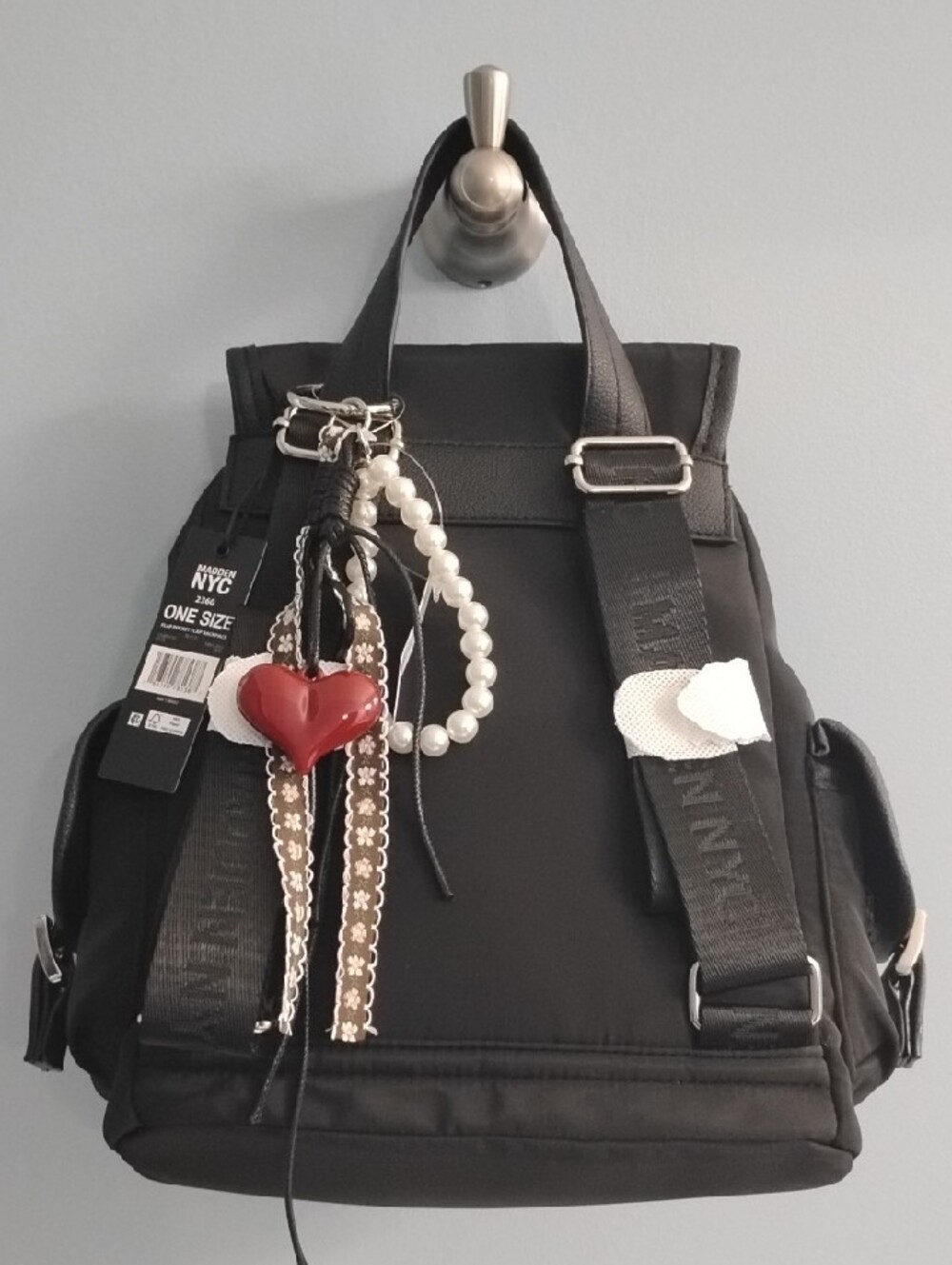 NWT Steve Madden Black 🖤 Backpack with Front Buckle Pockets - Picture 4 of 7